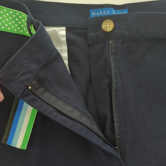NWT Karen Scott Sport High-Waisted Stretch Belted Shorts 18 Navy Blue Pockets - Picture 8 of 16